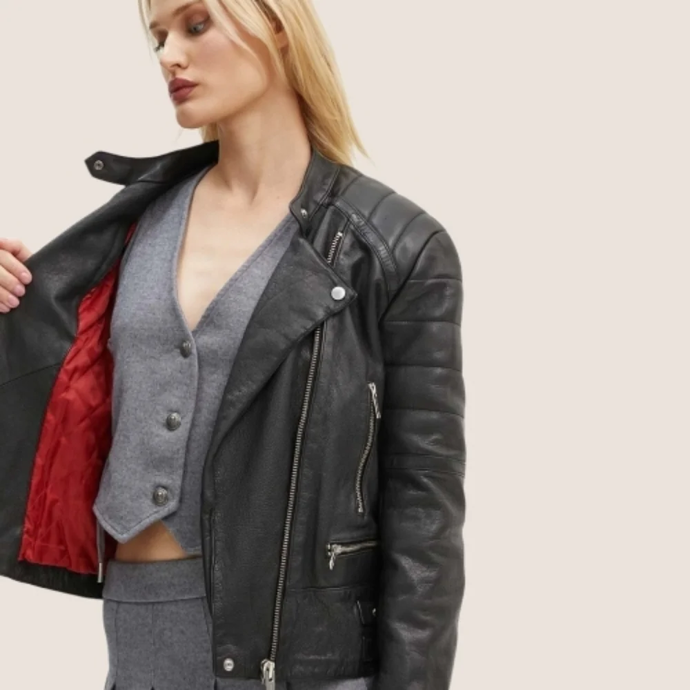 NWT | The Kooples Women's Quilted Cowhide Leather Biker Jacket